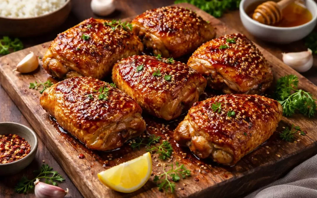 Honey Garlic Chicken Thighs — Sticky, Crispy, 5-Ingredient Easy