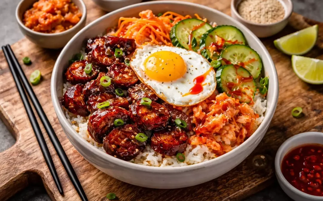 Korean BBQ Kielbasa Rice Bowl