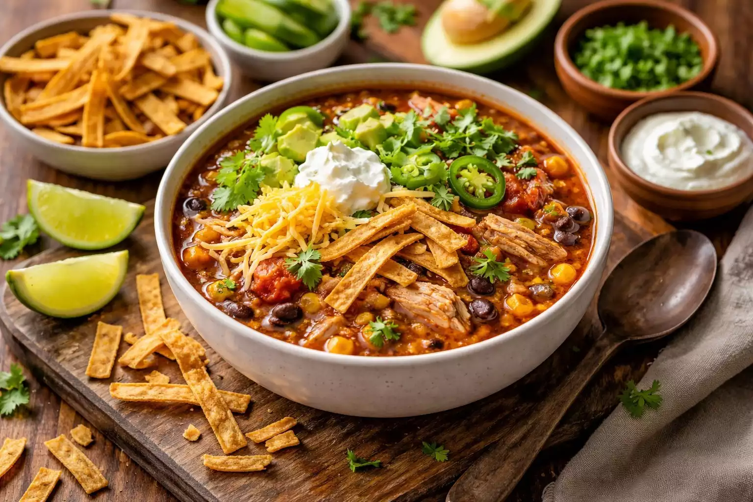 Chicken Tortilla Soup — Smoky, Spicy, Loaded With Toppings