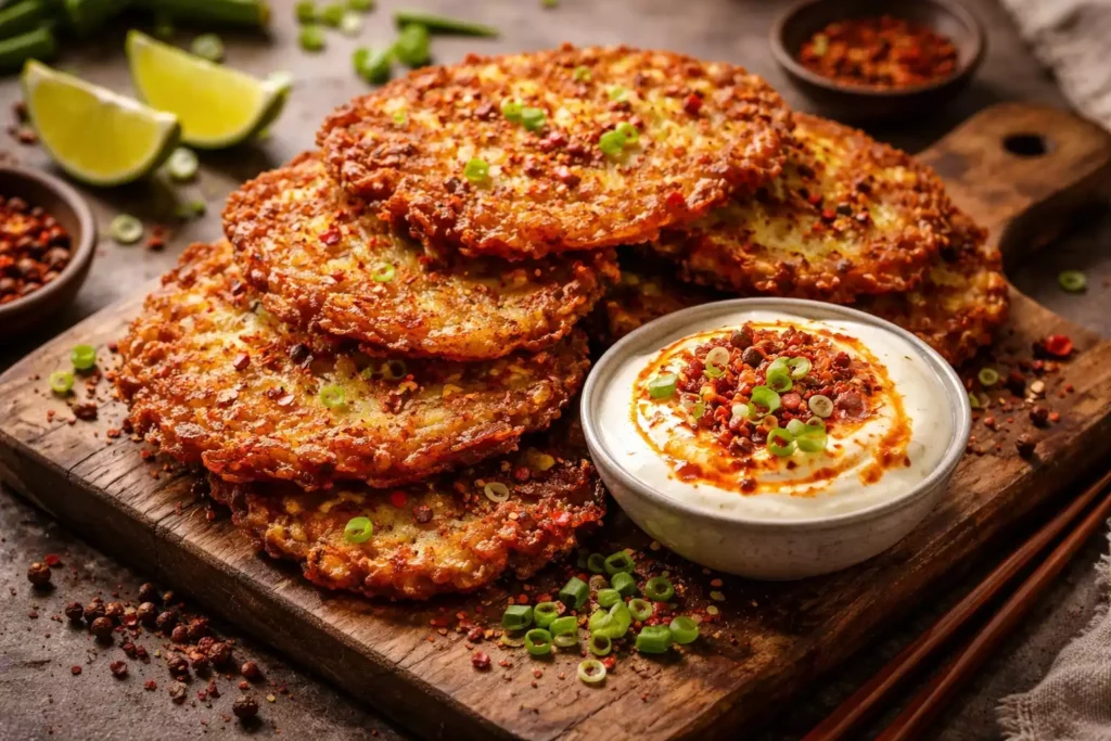 Szechuan Placki — Spicy Potato Pancakes