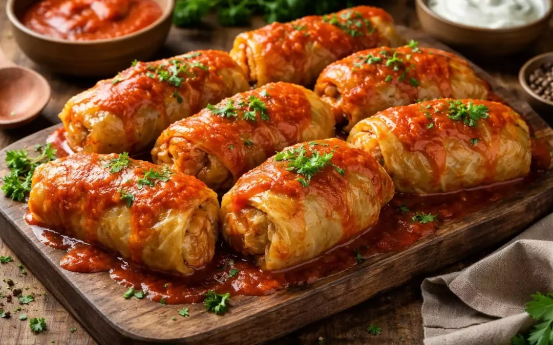 Gołąbki — Polish Stuffed Cabbage Rolls in Tomato Sauce (Freezer-Friendly)