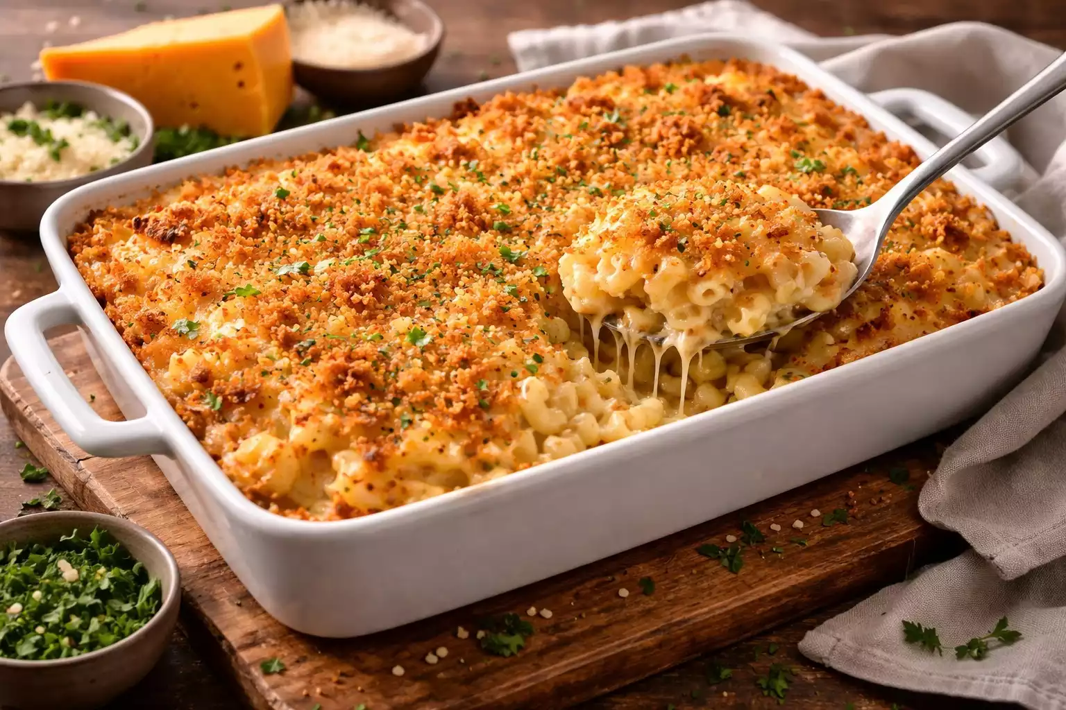 Ultimate Baked Mac and Cheese — Three Cheeses, Breadcrumb Crust, Zero Leftovers