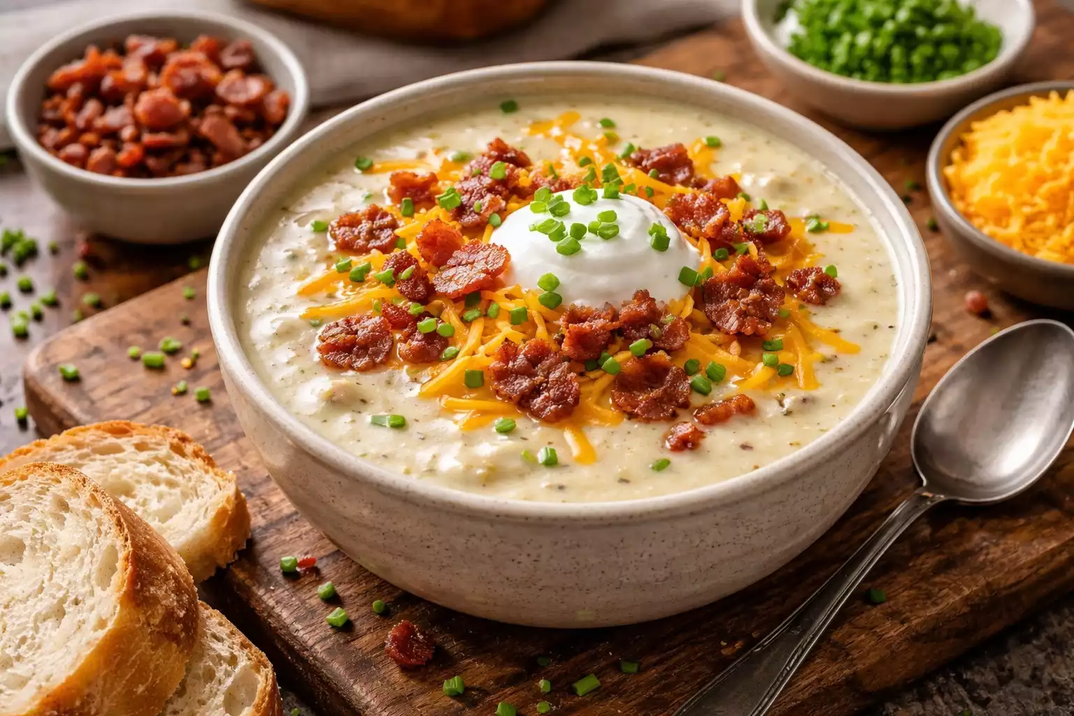 Loaded Baked Potato Soup — Every Topping, One Bowl