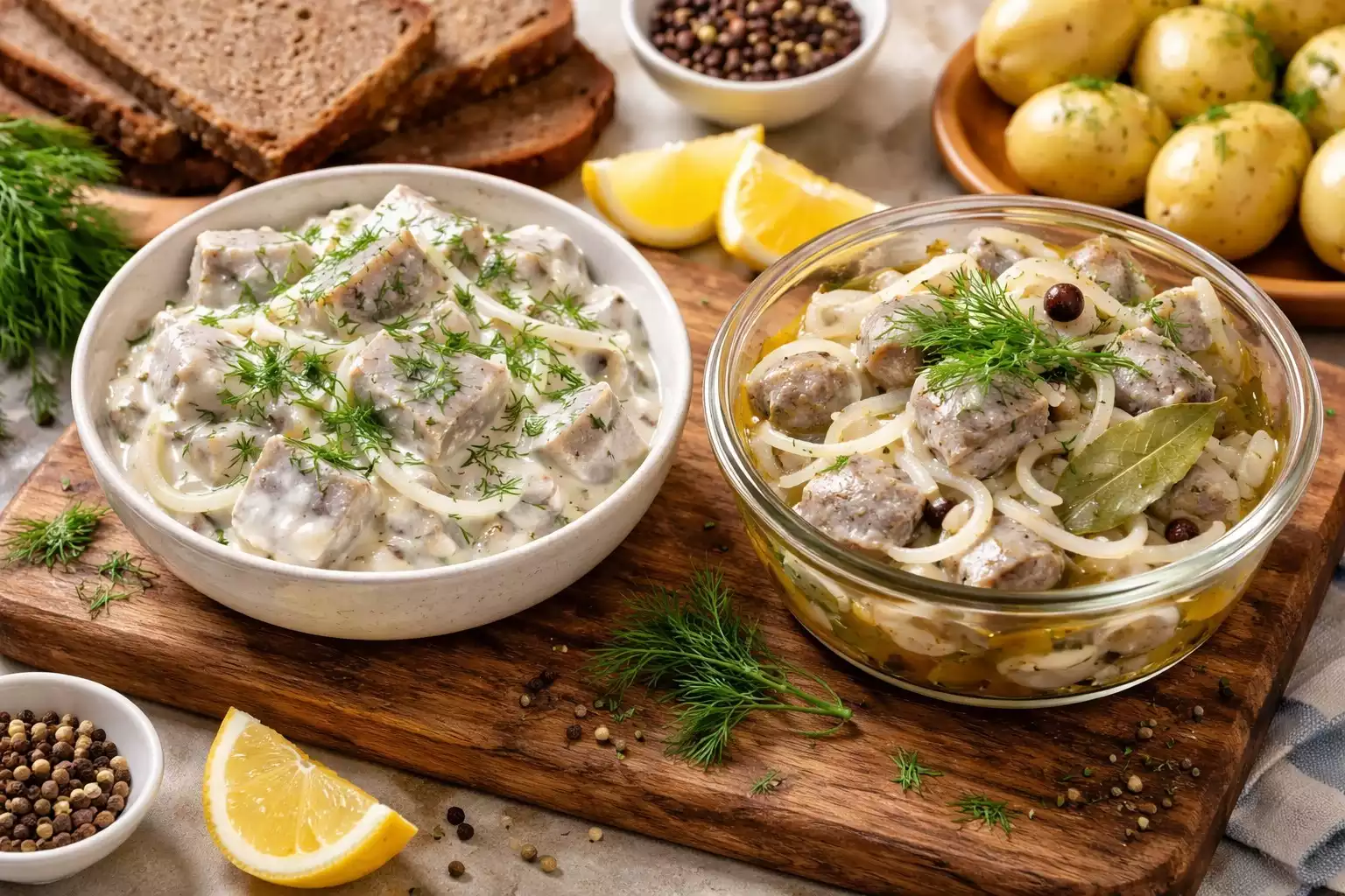 Śledź — Polish Herring Two Ways (Cream & Oil)